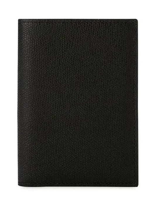 Pebble leather black passport wallet V2L49 02800 ON - VALEXTRA - BALAAN 1