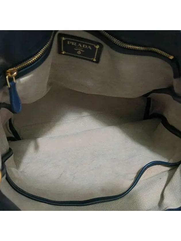 BN1713 Navy color SOFT CALF gold logo tote bag shoulder strap 2WAY - PRADA - BALAAN 6