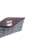 Tartan Pebble Grain Leather Clutch Bag Grey - THOM BROWNE - BALAAN 7