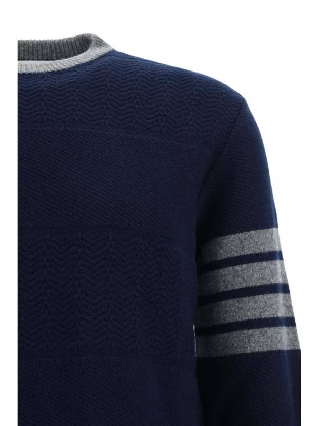 4 Bar Stripe Crewneck Knit Top Navy - THOM BROWNE - BALAAN 4