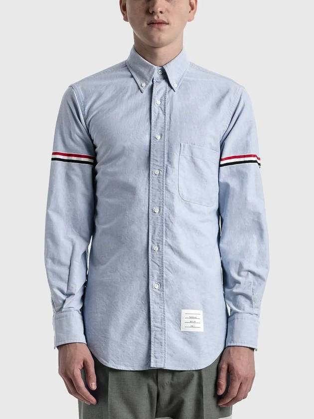 Oxford Striped Grosgrain Armband Classic Long Sleeve Shirt Light Blue - THOM BROWNE - BALAAN 4