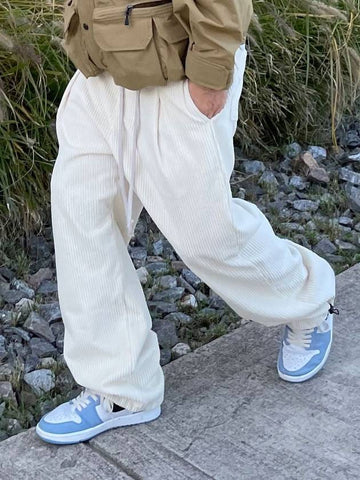 Balloon Corduroy Track Pants Cream - CLACO - BALAAN 1