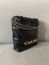 Mini Handbag Shiny Calfskin Gold Black - CHANEL - BALAAN 5