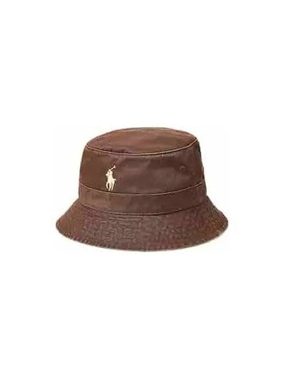 Embroidered Pony Bucket Hat Brown - POLO RALPH LAUREN - BALAAN 2