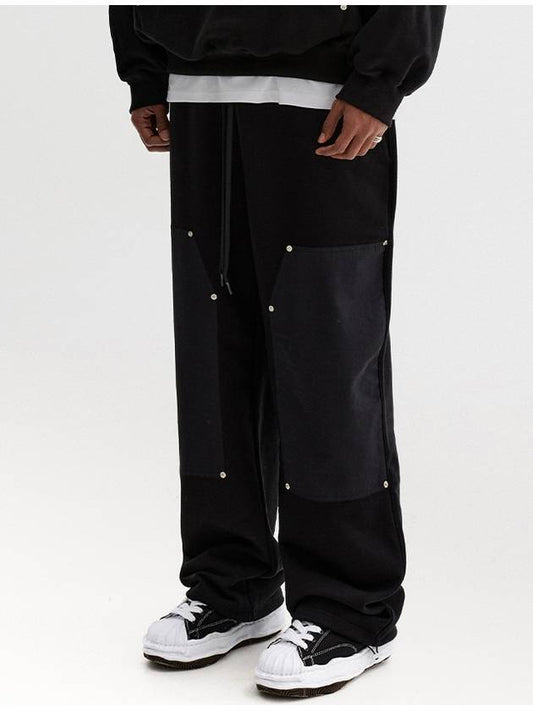 Rib Patch Wide String Pants Black - THEN OUR - BALAAN 2