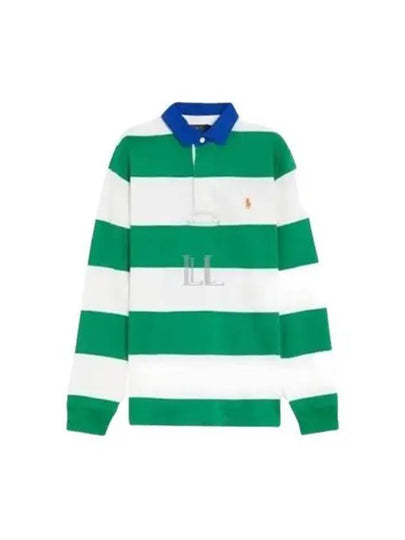 Block Stripe Classic Fit Polo Shirt Green - POLO RALPH LAUREN - BALAAN 2