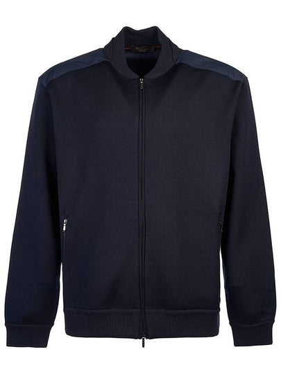 Horizon Silk Virgin Wool Bomber Jacket Navy - LORO PIANA - BALAAN 2