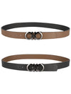 Gancini Reversible Adjustable Leather Belt Cane Sugar Brown Black - SALVATORE FERRAGAMO - BALAAN 10