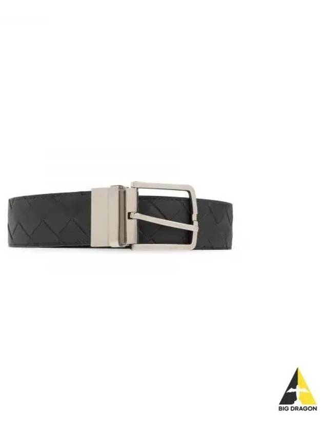 Intrecciato Reversible Leather Belt Black Blue - BOTTEGA VENETA - BALAAN 2