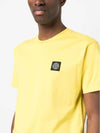 Logo Patch Cotton Short Sleeve T-Shirt Yellow - STONE ISLAND - BALAAN 6