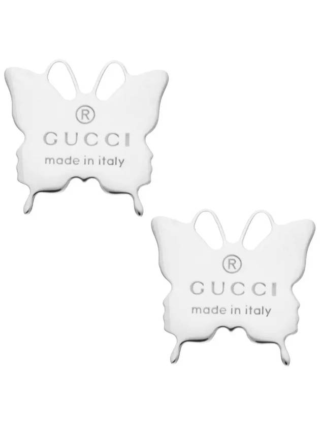 Butterfly Engraved Logo Earrings Silver - GUCCI - BALAAN 4