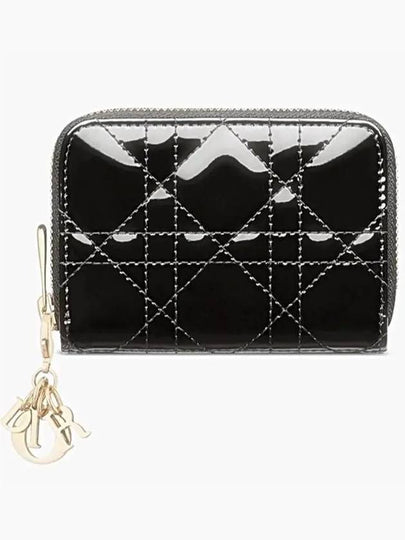 Lady Voyageur Cannage Calfskin Small Coin Wallet Black - DIOR - BALAAN 2