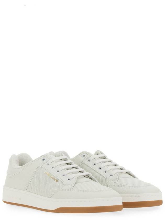 SL 61 Logo Signature Leather Low Top Sneakers White - SAINT LAURENT - BALAAN 4