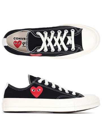 XConverse Black Single Heart Chuck 70 OX Sneakers AZK128 00007 - COMME DES GARCONS - BALAAN 1