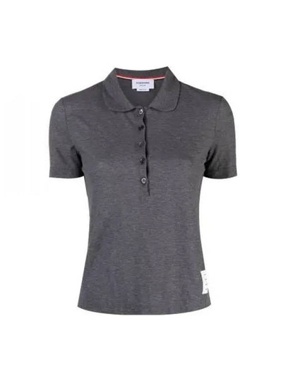 Women's Round Collar Short Sleeve Polo Shirt Grey - THOM BROWNE - BALAAN 2