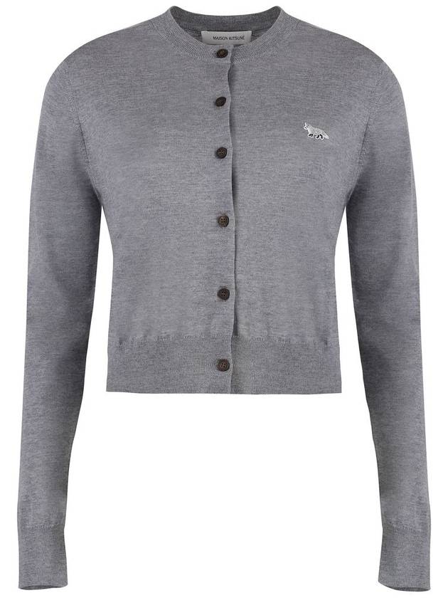 Baby Fox Patch Regular Cardigan Grey Melange - MAISON KITSUNE - BALAAN 2