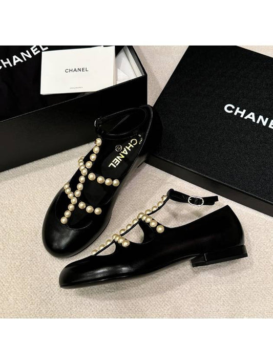 CC pearl logo tweed slippers black - CHANEL - BALAAN 1