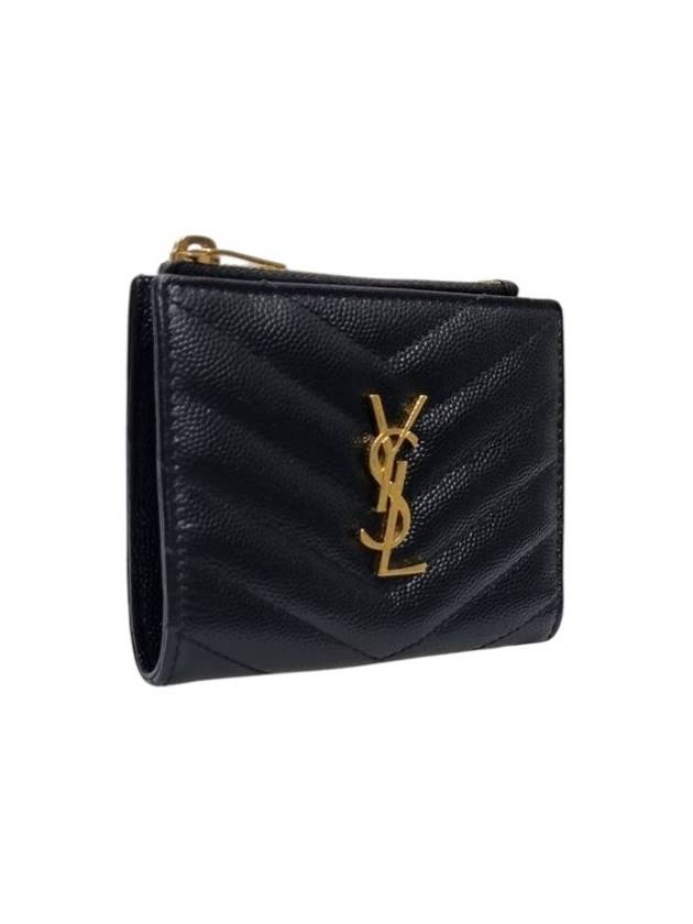 575879 Matelasse gold logo black leather card holder bi fold wallet - SAINT LAURENT - BALAAN 2