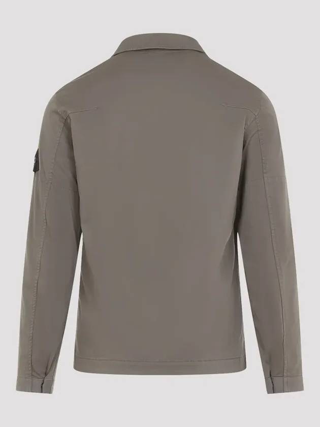 Organic Stretch Cotton Satin Long Sleeve Shirt Brown - STONE ISLAND - BALAAN 3