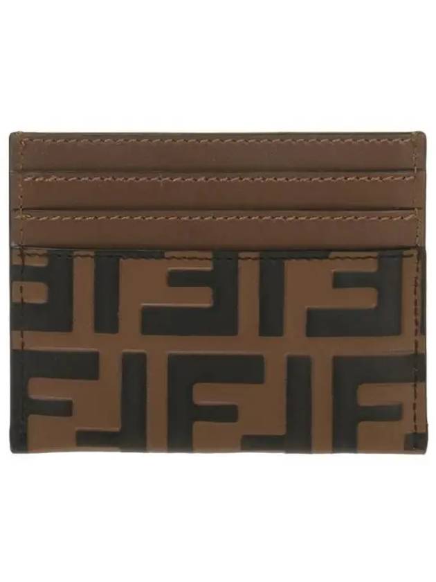 Logo Diamond Leather Card Wallet Brown - FENDI - BALAAN 4