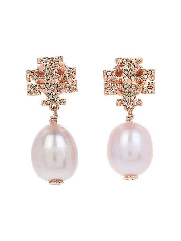 Kira Pave Pearl Drop Earrings Rose - TORY BURCH - BALAAN 10