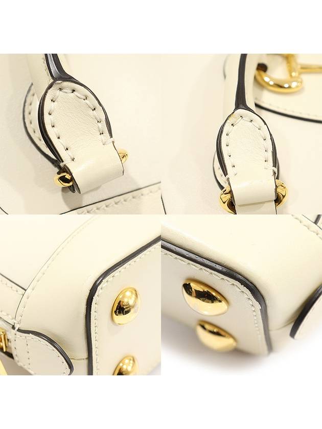 640716 White Leather Horsebit 1955 Mini Top Handle Bag 2WAY - GUCCI - BALAAN 5