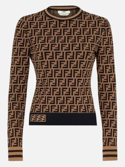 FF Logo Knit Top Brown - FENDI - BALAAN 2