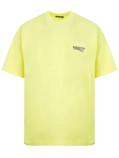 Wave Logo Short Sleeve T-Shirt Neon Yellow - BALENCIAGA - BALAAN 1