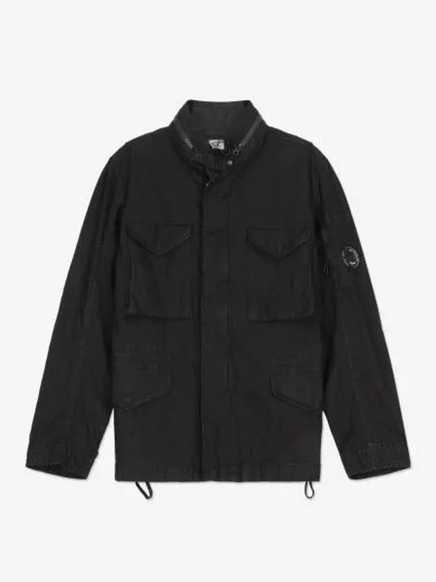 Cotton Blend Lens Wapen Zip-Up Jacket Black - CP COMPANY - BALAAN 2