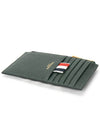 4 Bar Stripe Zipper Card Wallet Green - THOM BROWNE - BALAAN 4