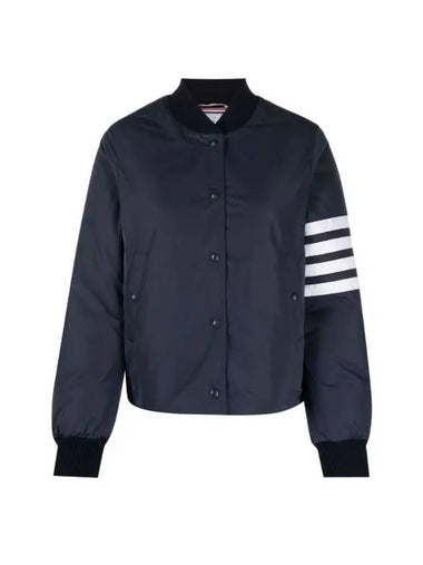 Tech Faille 4 Bar Down Varsity Bomber Jacket Navy - THOM BROWNE - BALAAN 1