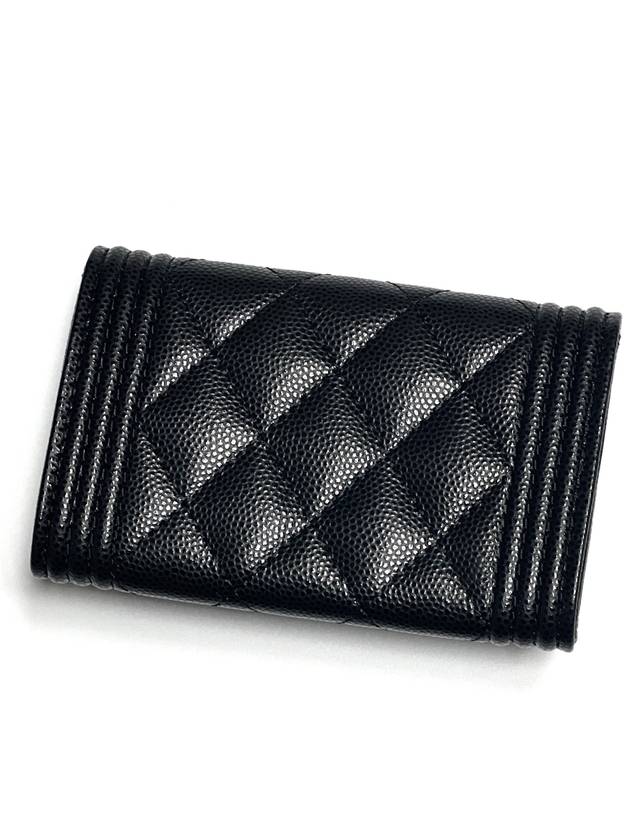 Boy  Flap Card Holder Grained Calfskin Ruthenium Black - CHANEL - BALAAN 3