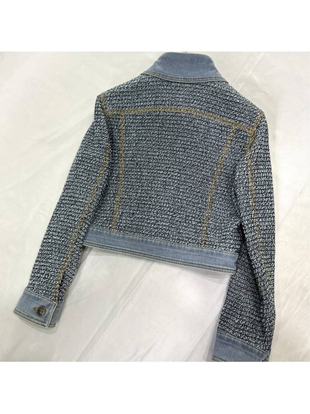 36 Chanel Women s Coco Button Tweed Jenny Denim Crop Jacket - CHANEL - BALAAN 4