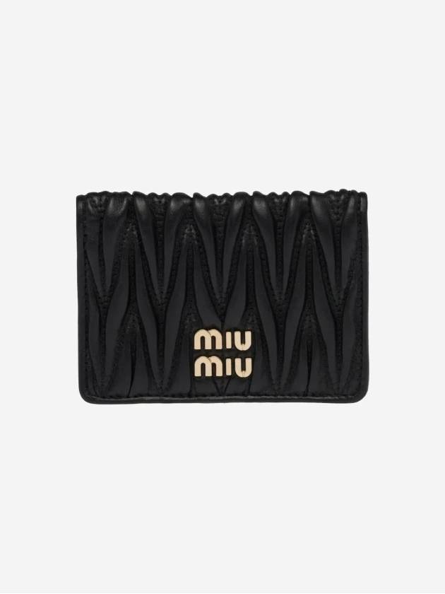 Matelasse Nappa Leather Card Wallet Black - MIU MIU - BALAAN 2