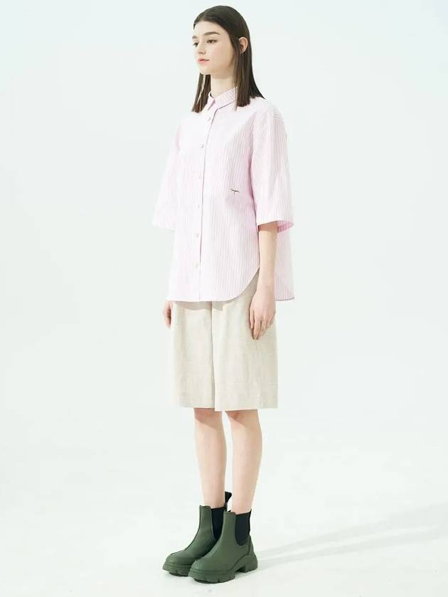 Yarn-Dyed Stripe Short Sleeve Shirt Pink - VOYONN - BALAAN 8