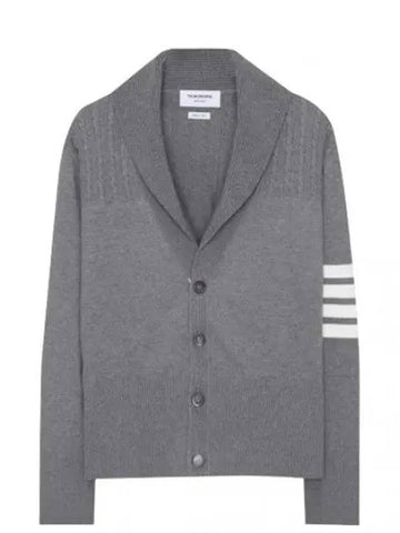 Diagonal Striped Jersey Stitched Shawl Collar Cardigan Men - THOM BROWNE - BALAAN 1