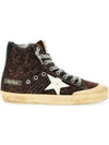 Francy Glitter High Top Sneakers Brown - GOLDEN GOOSE - BALAAN 1