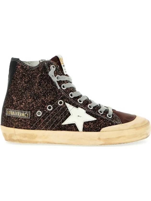 Francy Glitter High Top Sneakers Brown - GOLDEN GOOSE - BALAAN 1