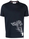 Printed Midweight Jersey Short Sleeve T-Shirt Navy - THOM BROWNE - BALAAN 1