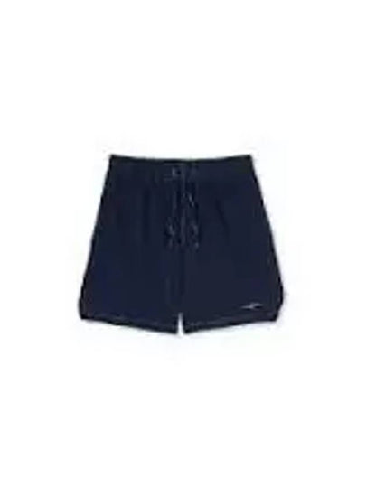 Embroidered Logo Cotton Track Shorts Navy - MSGM - BALAAN 2