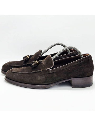 Men s Edgar Tassel Loafers Suede Brown - TOM FORD - BALAAN 1