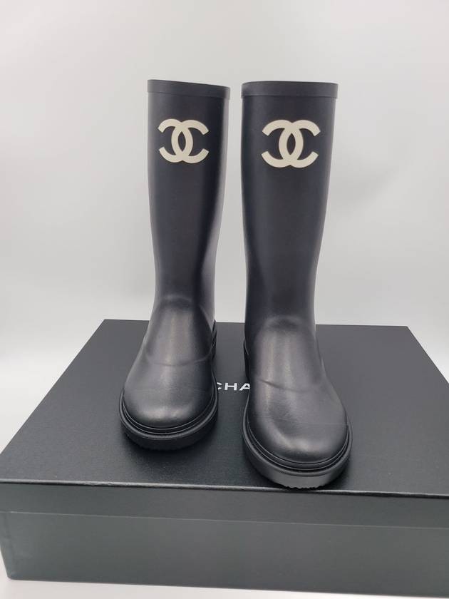 CC Logo High Rubber Rain Boots Black - CHANEL - BALAAN 4