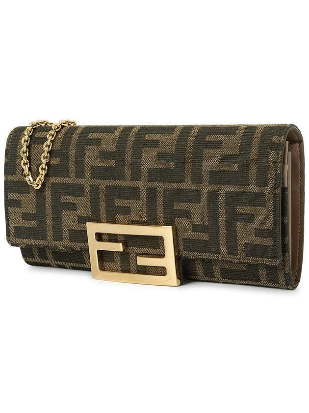 Fabric Chain Long Wallet Brown - FENDI - BALAAN 3