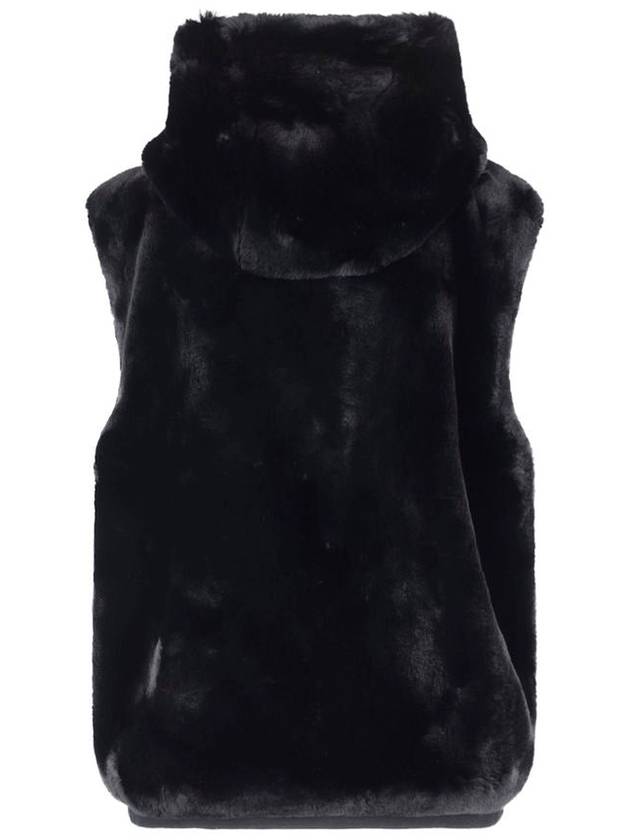 State Bunny Fur Hooded Vest Black - MOOSE KNUCKLES - BALAAN 3