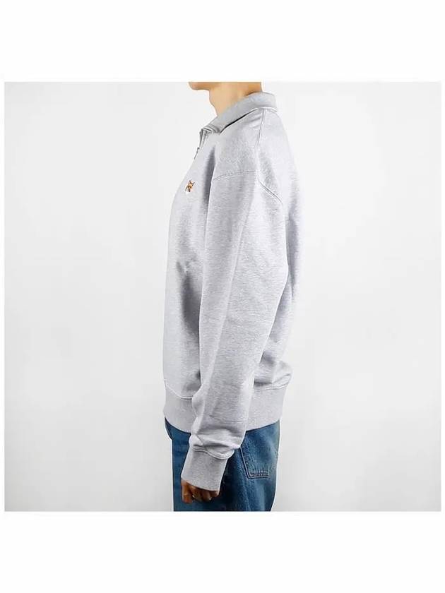 Fox Head Patch Half Zipper Sweatshirt Light Grey Melange - MAISON KITSUNE - BALAAN 4