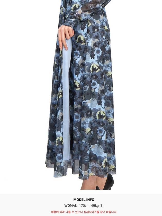 Women's Floral Wrap Long Dress Blue - GANNI - BALAAN 11