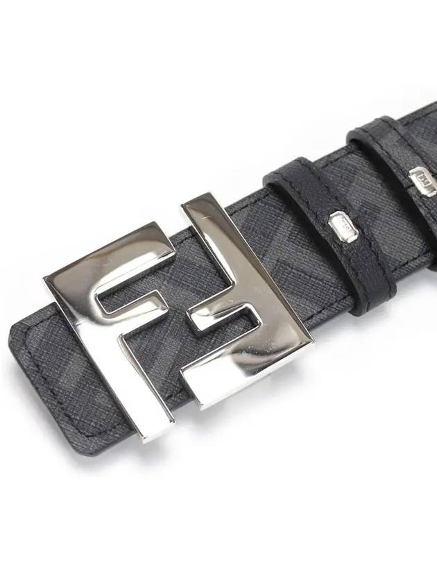 FF Buckle Pattern Reversible Leather Belt Black - FENDI - BALAAN 4