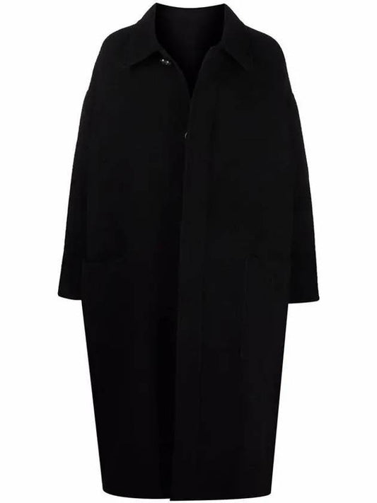 Oversized Wool Single Coat Black - AMI - BALAAN 1