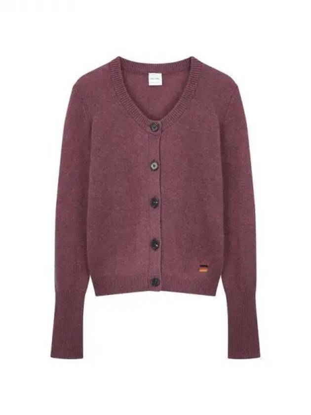 Women s Cashmere U neck Button up Cardigan Wine 270708 - PAUL SMITH - BALAAN 1