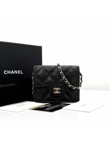 Caviar chain card wallet black AP1730 - CHANEL - BALAAN 1